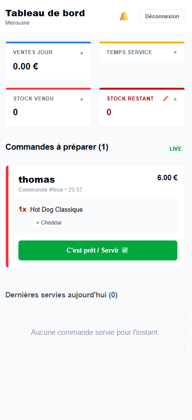 Dashboard vendeur